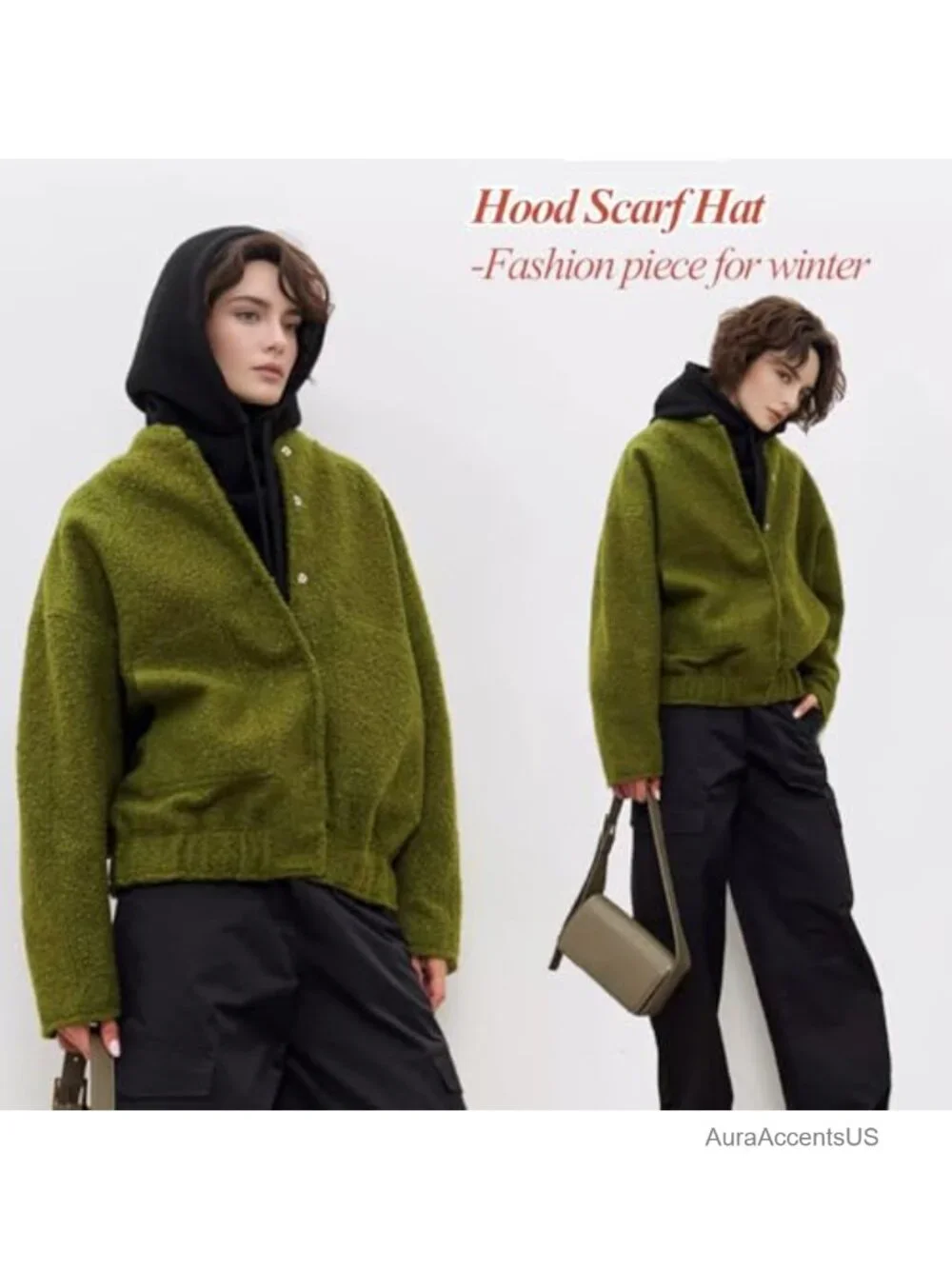 Oversized Knit Balaclava Hooded Scarf Shawl Wrap Winter Neck Gaiter Drawstring